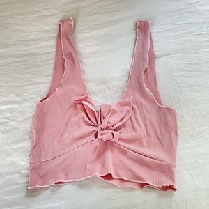 SHEIN cute pink crop top with bow - size s
